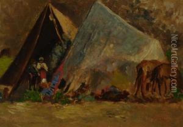 Accampamento Di Zingari Oil Painting - Alfons Hollaender