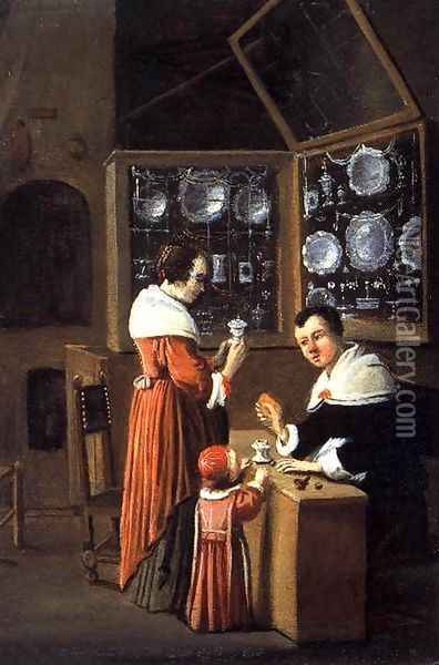 Interior of a Dutch Shop Selling Gold and Silver Oil Painting - Dutch Unknown Masters