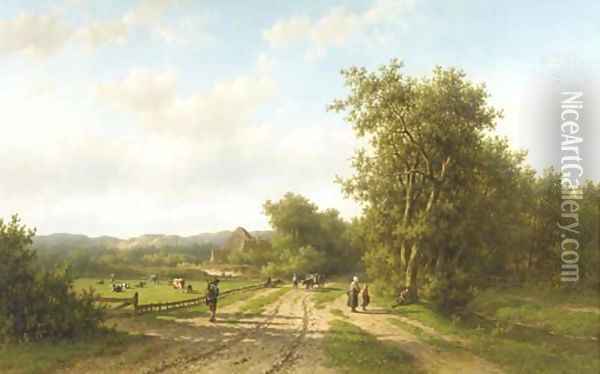 Heemstede bij Haarlem peasants at the outskirts of a village in the dunes Oil Painting - Willem Vester