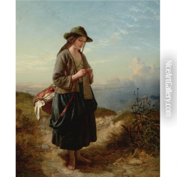 The Crofter's Daughter Oil Painting - Edward John Cobbett