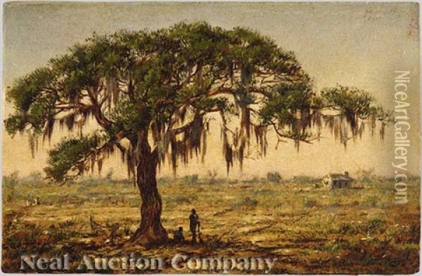 Hunter Under A Live Oak Oil Painting - Marshall Joseph Smith Jr.