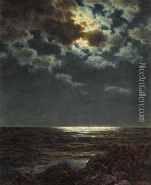 Moonlit Night Oil Painting - Ivan Fedorovich Choultse