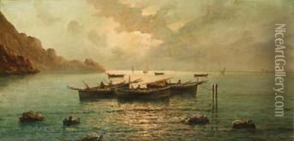Pescatori A Capri Oil Painting - Vincenzo D'Auria
