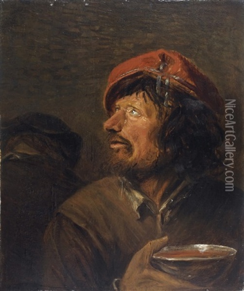 Portrait D'homme A La Coupe Oil Painting - Joos van Craesbeeck