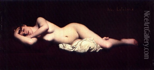 A Reclining Nude Oil Painting - Jules Joseph Lefebvre