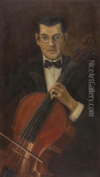 Portrait Eines Cellisten Oil Painting - Johann Rudolf Jenny