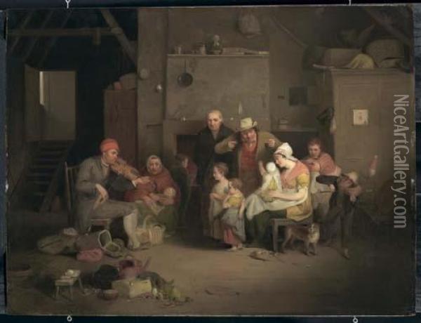 The Blind Fiddler. Oil Painting - Sir David Wilkie