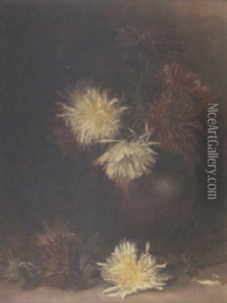 Chrysanthemums Oil Painting - Hans (Jean) Iten