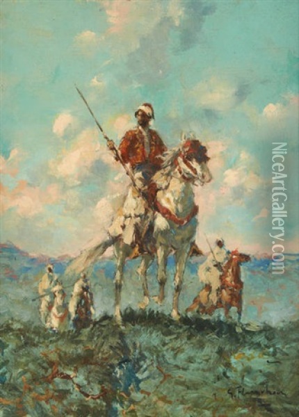 Cavalier Marocain Oil Painting - Gustave Flasschoen