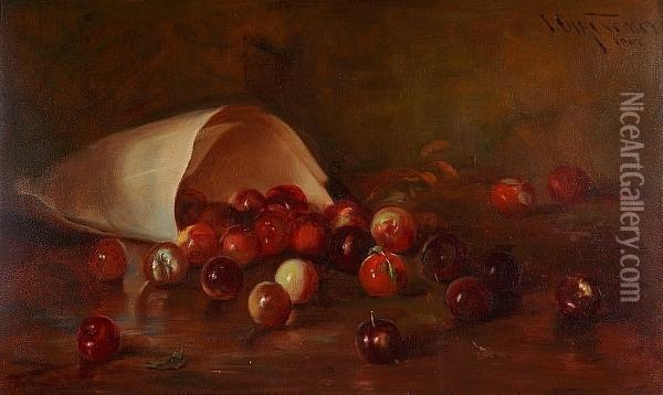 Still Life With Wild Plums Oil Painting - Ioannis Economou