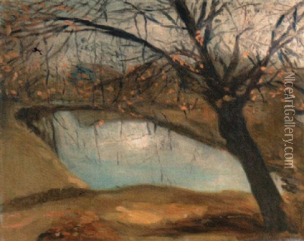 Herbstlicher Teich Oil Painting - Jakob Nussbaum