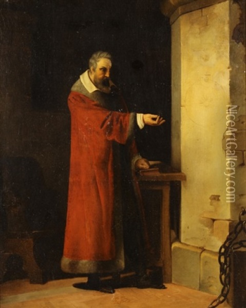 Galileo In Prison Oil Painting - Jean Antoine Laurent