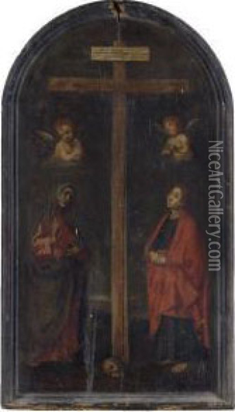 La Maddalena E La Vergine Ai Piedi Della Croce Oil Painting - Francesco Curradi