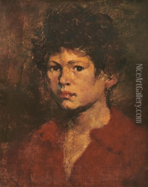 Boy In Red Oil Painting - William Turner Dannat