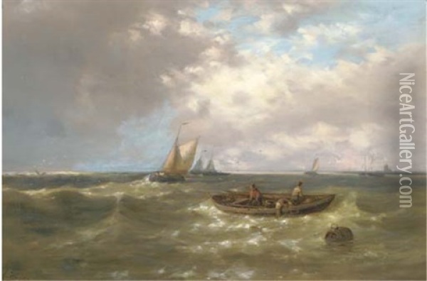 Fishing On A Blustery Day Oil Painting - Abraham Hulk the Elder