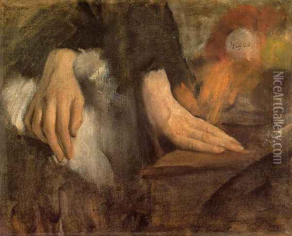 Study of Hands, 1859-60 Oil Painting - Edgar Degas