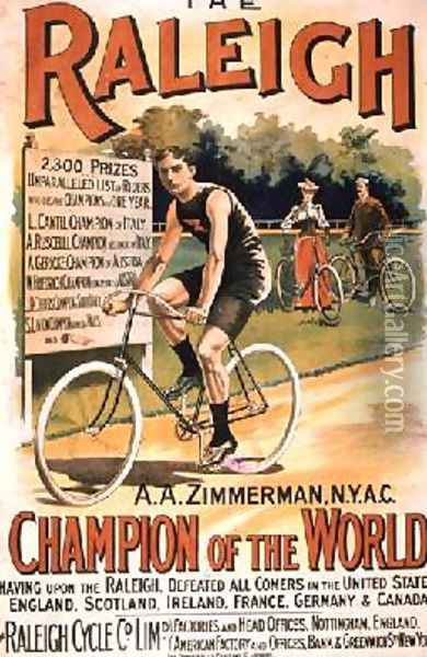 Poster advertising cycles Raleigh Oil Painting - T. Moore