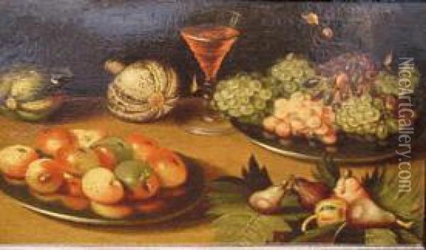 Still Life With Fruits And Vegetables Oil Painting - Floris Gerritsz. van Schooten