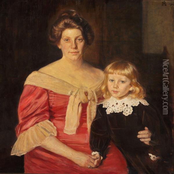 Double Portrait Of Henny Brodersen Oil Painting - Michael Ancher