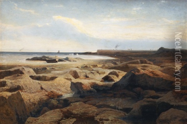 Rocky Coast Oil Painting - Richard Hermann Eschke