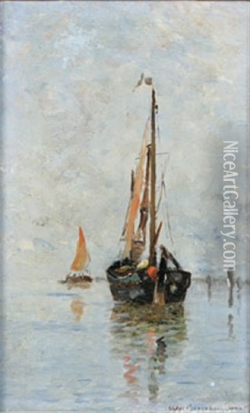 Fiskebatar I Venedig Oil Painting - Wilhelm von Gegerfelt