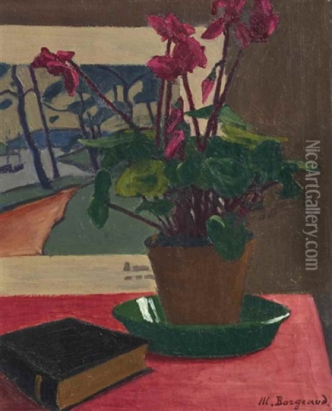 Cyclamens Oil Painting - Marius Borgeaud