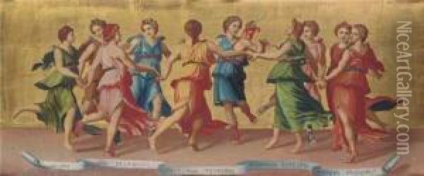 Apollo And The Nine Muses Oil Painting - Baldassare Peruzzi