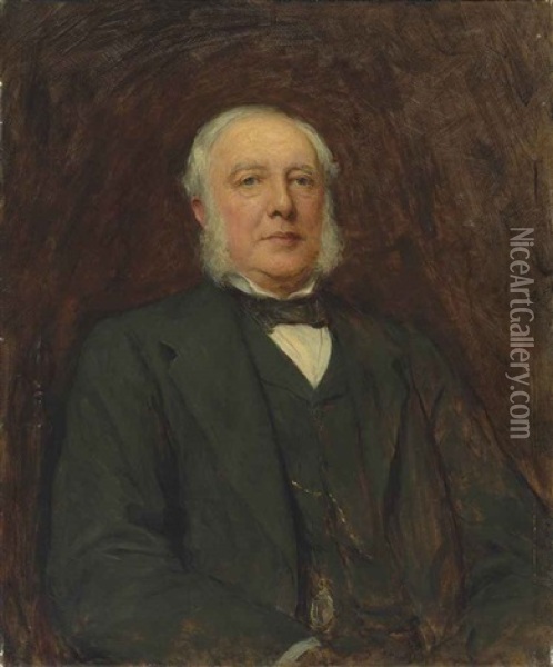 Portrait Of Sir William Agnew, 1st Bt. (1825-1910) Oil Painting - Sir Hubert von Herkomer