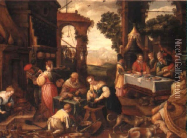 The Parable Of Dives And Lazarus Oil Painting - Jacopo dal Ponte Bassano