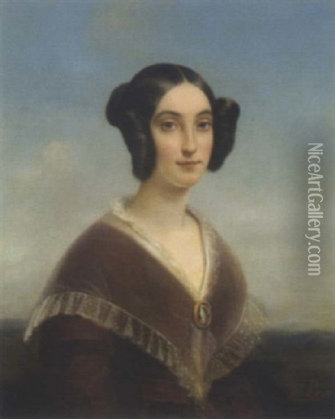 Bildnis Einer Dame Mit Kamee Oil Painting - Jules (Jean-Francois-Hyacinthe) Laure