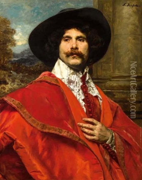 Herr In Roter Robe Oil Painting - Ferdinand Victor Leon Roybet
