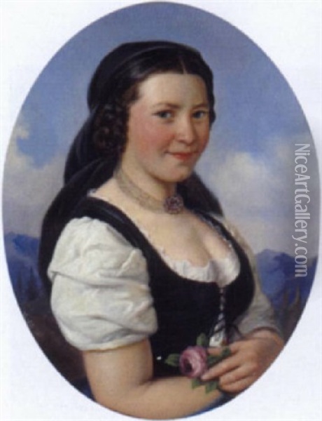Portrait Einer Grosbauerin Oil Painting - Friedrich Krepp
