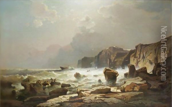 The Swedish Coast Oil Painting - Franz Richard Unterberger