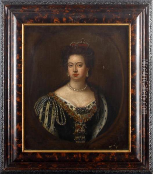 Half Length Portrait Of Queen Anne Oil Painting - Sir Godfrey Kneller