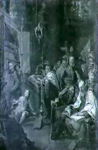 Scene D'interieur De Synagogue Oil Painting - Jan Josef Horemans the Elder