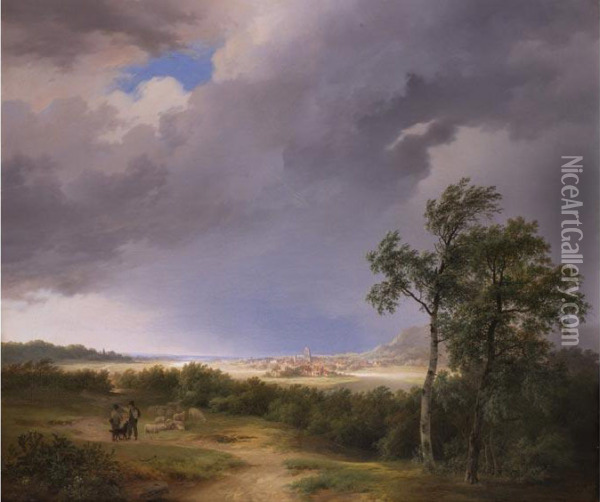 Tiefe Landschaft Mit Ort Vor Dem Gewitter Oil Painting - Cornelis Kimmel