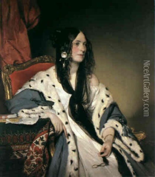 Bildnis Der Frau Von Striebel Oil Painting - Friedrich von Amerling