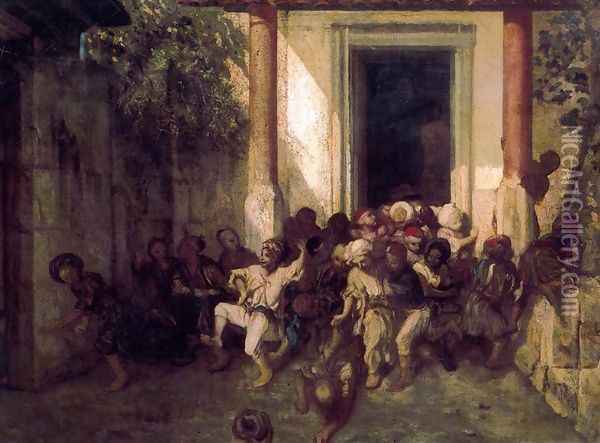 The End of a Turkish Schol Day Oil Painting - Alexandre Gabriel Decamps
