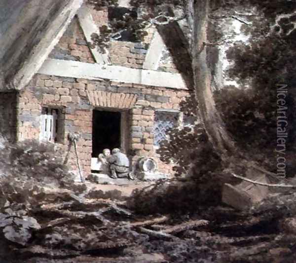Scene at a Cottage Door Oil Painting - Rev. William Bree