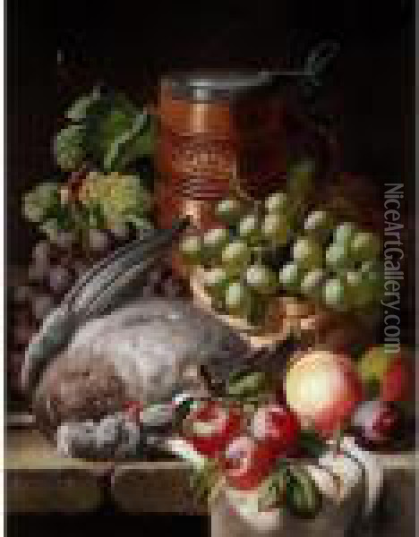 Still Life With Fruit And Game Oil Painting - Charles Thomas Bale