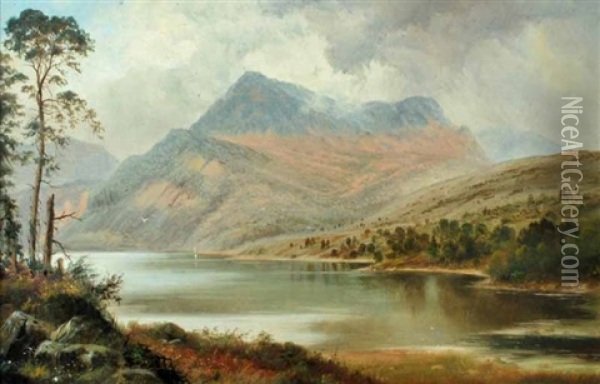 Landscape With River And Mountain Oil Painting - Haughton Forrest