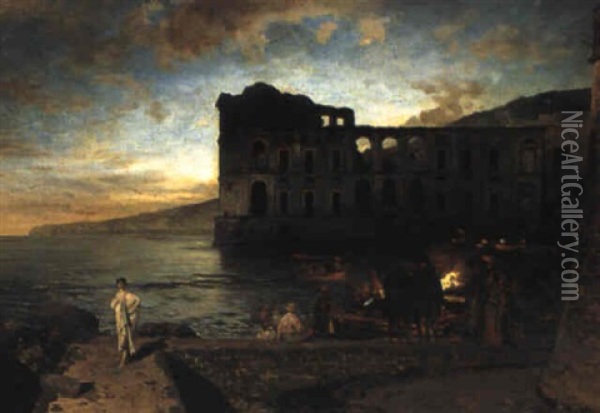 Ruine Des Palastes Der Donna Giovanna Bei Neapel Oil Painting - Oswald Achenbach