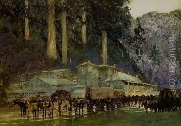 When the Horse Team Came to Walhalla Oil Painting - William Blamire Young