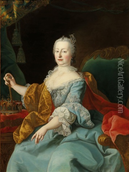Maria Theresa As Queen Of Hungary Oil Painting - Martin van Meytens the Younger