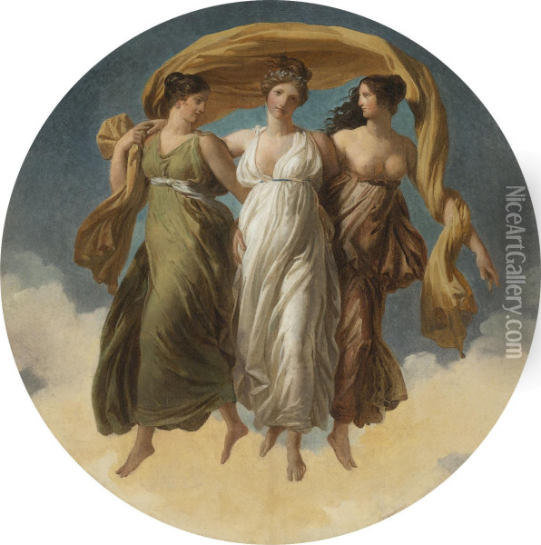 The Three Graces Oil Painting - Alexandre Evariste Fragonard