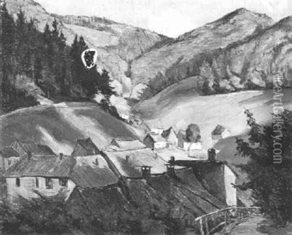 Dorf Im Tal Oil Painting - Josef Mangold