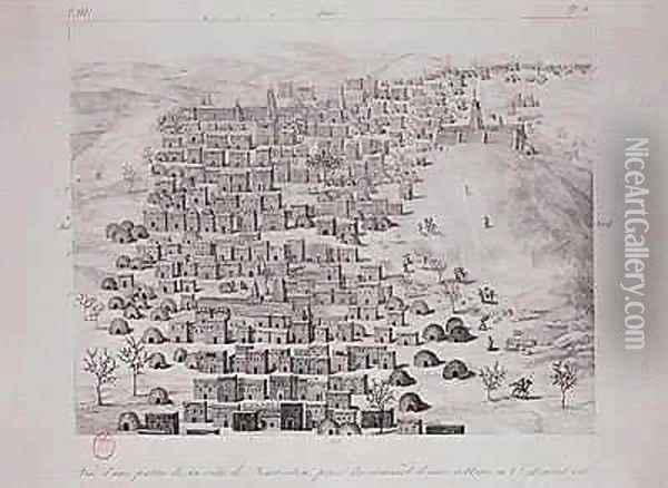 View of part of the town of Timbuktu from a hill Oil Painting - Rene Caillie
