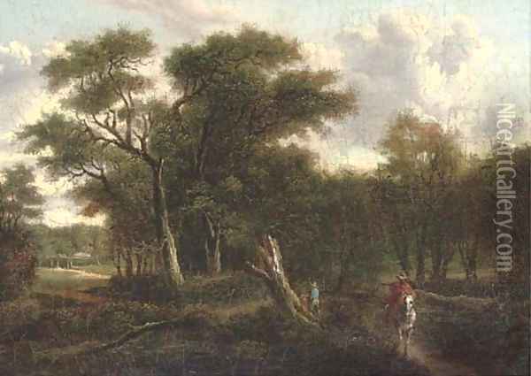 A traveller riding along a wooded track Oil Painting - Patrick Nasmyth