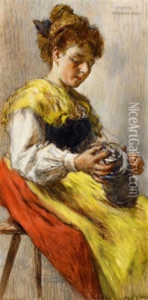 Junge Frau Mit Krug Oil Painting - Theodor Josef Ethofer