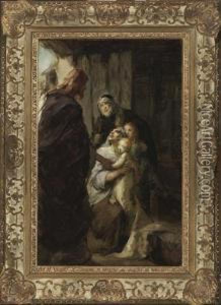 Christus, Ein Krankes Kind Heilend. Oil Painting - Fritz von Uhde